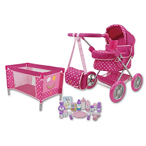 509 Crew Hello Sunshine Puppenkinderwagen, 18-teiliges Kombi-Spiel-Set, ab 3 Jahren von 509