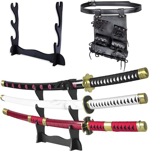 57 SPECIAL REPLICAS Roronoa Zoro Katana-Schwert aus Holz, 105 cm, Katanas, Japanisches Anime-Cosplay-Schwert – Kitetsu/Shisui/Wado Ichimonji – 3-teiliges Set JT10000 von 57 SPECIAL REPLICAS