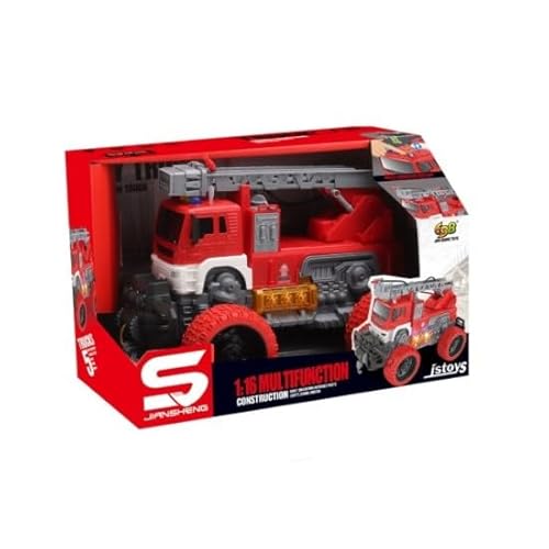 698 JIAN SHENG TOYS JS109S Fire Truck with Large Wheels, Water Hose, Inertia, Lights and Sounds, 1:16, jstoys von 698 JIAN SHENG TOYS