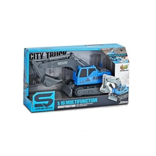 698 JIAN SHENG TOYS JS112A Toy Excavator, Blue, with Friction, Sounds and Lights 1:16, JSTOYS von 698 JIAN SHENG TOYS