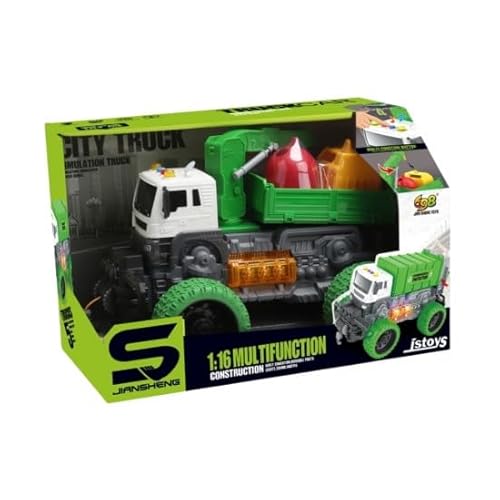 698 JIAN SHENG TOYS JS115 Toy Garbage Truck with Friction and Pressure Button, Sounds and Lights, 1:16 von 698 JIAN SHENG TOYS