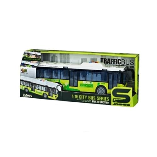 698 JIAN SHENG TOYS JS120 Green Bus Toy with Friction Drive, Sounds, and Lights, 1:16 Scale von 698 JIAN SHENG TOYS