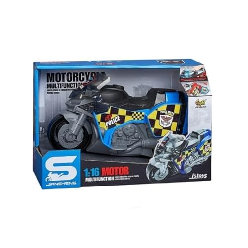 698 JIAN SHENG TOYS JS127C Police Motorcycle Toy, with Inertia, Sounds and Lights, 1:16, JSTOYS von 698 JIAN SHENG TOYS