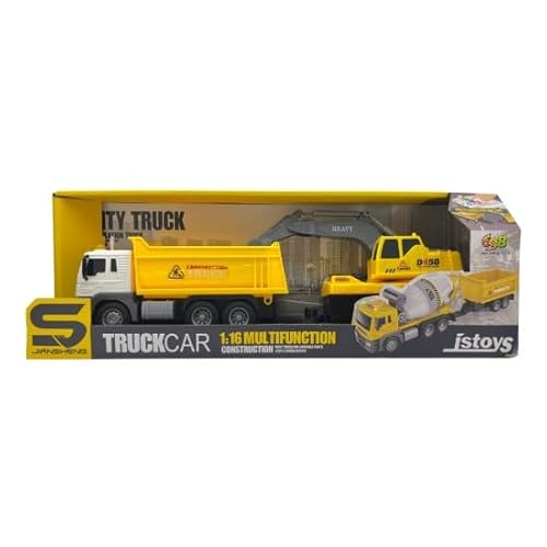 698 JIAN SHENG TOYS JS150 Dump Truck with Inertia, Excavator Trailer, Sounds and Lights, 1:16 Scale, JSTOYS von 698 JIAN SHENG TOYS