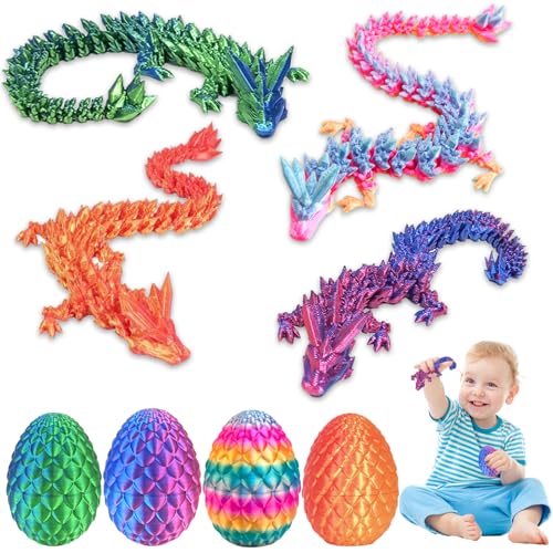 4PCS 3D Gedrucktes Drachenei,3D Gedruckter Beweglicher Drachen Spielzeug,Ostern Überraschungs Drachenei Figuren,für Kinder Freunde Kollegen Geburtstag Halloween Weihnachten Ostern Festgeschenke von 71Nmly