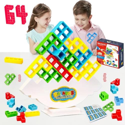 71Nmly 64PCS Tetra Tower Spiel, Balance Game für Kinder, Schaukelstapel Puzzle Building Geschenke, Toys für Kinder, Bauklötze Interaktives Spielzeug von 71Nmly