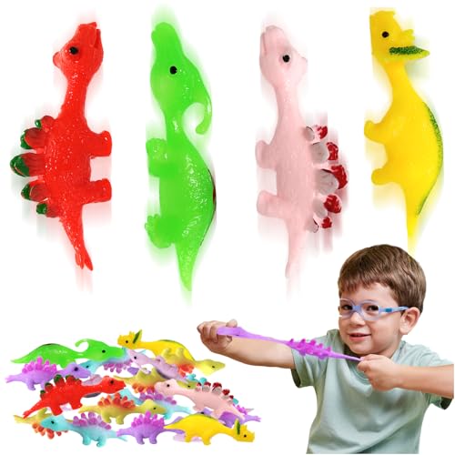 Fatidge Toys 30 Stück Schleuder Dinosaurier Spielzeug Slingshot Dinosaur Finger Toy Dinosaurier Spielzeug Fliegende Dinosaurier Schleuder Spielzeug Party Fillers Weihnachten Geburtstage Geschenke von 71Nmly