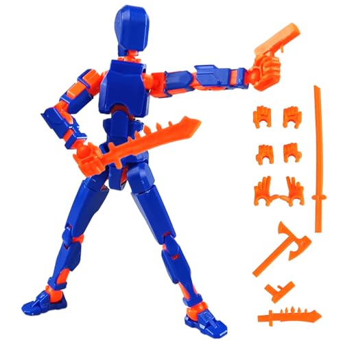 T13 Action Figures with 4 Types of Weapons and 3 Types of Hands，Actionfiguren mit Mehreren Gelenken 3D-Druck von Beweglichen Figuren,Roboter-Actionfigur T13 Roboter Puppe Junge Spielzeug Block Toys von 71Nmly