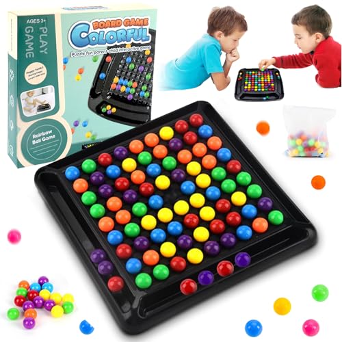 Intellektuelles Schachbrett Doppelduell,Regenbogenball Eliminierung Brettspiel,Interaktives Brettspiel Mit Bunten BäLlen Ntellektuelles Schachbrett,Tabletop Familienspiele FüR Erwachsene Kinder von 71Nmly