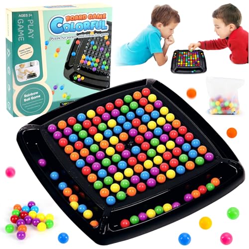 Intellektuelles Schachbrett Doppelduell,Regenbogenball Eliminierung Brettspiel,Interaktives Brettspiel Mit Bunten BäLlen Ntellektuelles Schachbrett,Tabletop Familienspiele FüR Erwachsene Kinder von 71Nmly