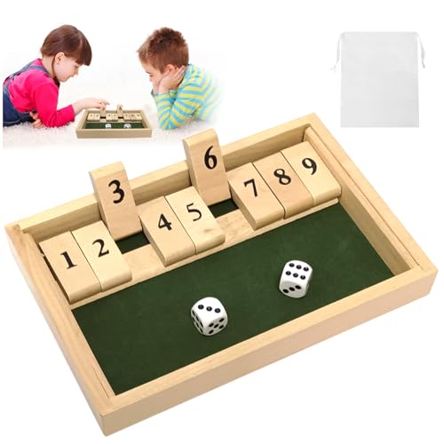 Shut The Box Spiel,Shut The Box Würfelspiel,Würfelspiel Holz Tisch Spiel,Würfel Spielzeug,Gesellschaftsspiele,2 Spieler Spielesammlung Holz,Mastermind Spiel für Kinder und Erwachsene,Fairy Wings Toy von 71Nmly