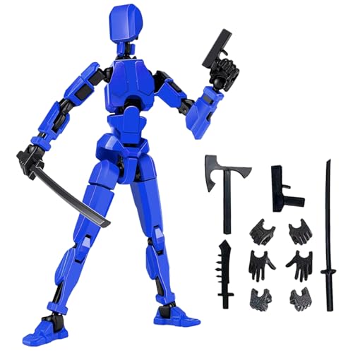 T13 Action Figures with 4 Types of Weapons and 3 Types of Hands，Actionfiguren mit Mehreren Gelenken 3D-Druck von Beweglichen Figuren, Roboter-Actionfigur T13 Roboter Puppe Junge Spielzeug von 71Nmly