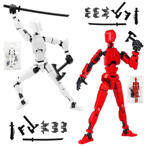 T13 Action Figures with 4 Types of Weapons and 3 Types of Hands，Actionfiguren mit Mehreren Gelenken 3D-Druck von Beweglichen Figuren,Roboter-Actionfigur T13 Roboter Puppe Junge Spielzeug(A) von 71Nmly