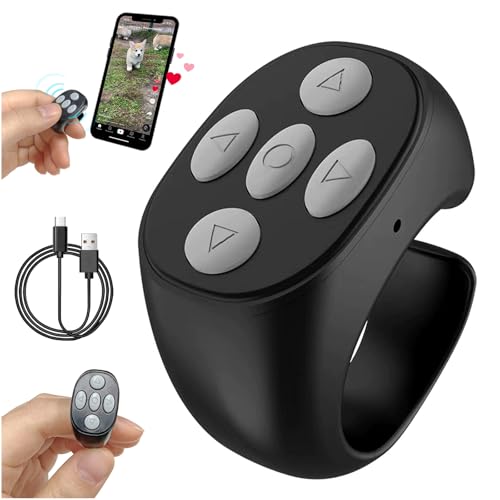 Tik Tok Bluetooth-Fernbedienung Per Fingertipp,Bluetooth Fernbedienung Page Turner,Seitenwender Scrolling Ring Wiederaufladbares Selfie Fernauslöser für Handys und Tablets,Puzzle Portatile von 71Nmly