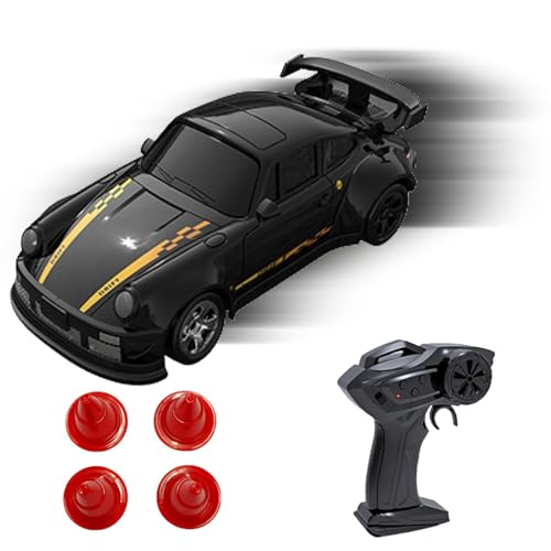 7JI 4WD RC Drift Car,1:64 Handheld-Rennwagen,2.4G stufenlos ferngesteuertes Auto,Simulation von Vorder- und Rücklichtern,Exquisite Mini-Form,geeignet für Erwachsene Kinderspielzeug Geschenk(Shwarz) von 7JI