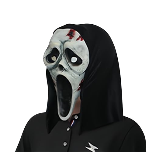 95sCloud-1 Halloween Ghostface Gruselige Maske Geist Scream Gesichtsmaske Horrorfilm Maske Schrei Party Maske Adult Ghost Face Mask Scary Halloween Cosplay Requisite für Party, Fasching, Hallowee (D) von 95sCloud-1