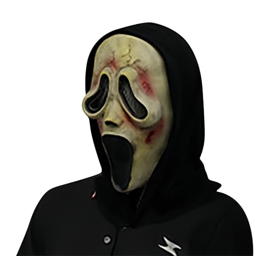 95sCloud-1 Halloween Ghostface Gruselige Maske Geist Scream Gesichtsmaske Horrorfilm Maske Schrei Party Maske Adult Ghost Face Mask Scary Halloween Cosplay Requisite für Party, Fasching, Hallowee (F) von 95sCloud-1