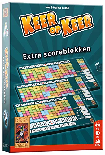 999 Games 999-KEE03 op Keer Scoreblok 3 stuks Level 1 Dobbelspel Würfelspiel, blau/lila von 999 Games