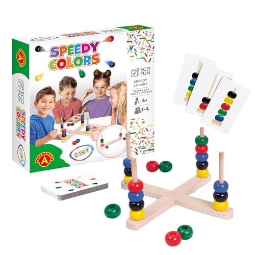 A ALEXANDER - Speedy Colors Gesellschaftsspiel ab 4 Jahre - Geschicklichkeitsspiel für Kinder - Spiel für 1 bis 4 Spieler - Tischspiel - Brettspiel aus Holz von A ALEXANDER