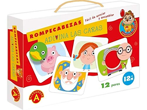 A Alexander 1862 Passende Gesichter, Kinderpuzzle aus 24 Puzzleteilen aus Karton, Puzzlebox mit Figuren & Tieren, Motorik Puzzles Legespiel, Legepuzzle für Kinder und Babys ab 12 Monate von A Alexander