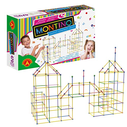 A Alexander 2418 Montino Konstruktionsspielzeug Starter Set, Baukasten mit Stäben und Verbindungen, 470 Teile Spielset mit Kunststoff Elementen, pädagogisches Lernspielzeug für Kinder ab 5 Jahren von A Alexander