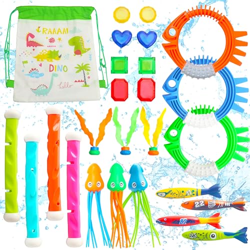 26er-Pack Schwimmbad-Tauchspielzeug-Spiele für Kinder, Unterwasser-Trainingsbecken-Tauchstock, Sommerschwimmen, Wasserpark, sinkende Wurfstöcke-Set (Stil 2 – Tauchstock-Set, 26er-Pack Jumbo-Set) von A-SZCXTOP