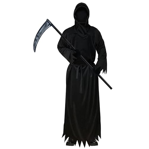 A-SZCXTOP Sensenmann Kostüm Set für Erwachsene,Halloween Cosplay Maskenball Kostüm,Tunika Outfit Gruseligem Geist Robe von A-SZCXTOP