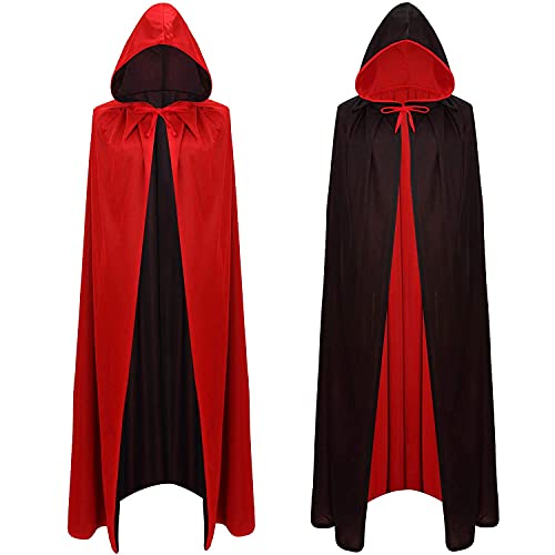 A-SZCXTOP Umhang für Halloween, Vampir, Unisex, wendbar, mit Kapuze, Vampir-Hexe, Cape für Weihnachten, Party, Cosplay, Kostüme-Mäntel, Erwachsene oder Kinder, 120 cm von A-SZCXTOP