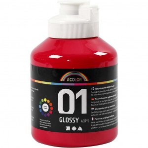 A-Color Acrylfarbe, primär rot, 01 - glänzend, 500ml von A-color