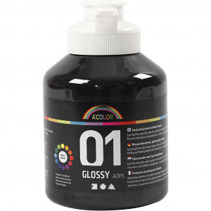 A-Color Acrylfarbe, schwarz, 01 - glänzend, 500ml von A-color