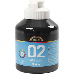 A-Color Acrylfarbe, schwarz, 02 - matt (Plakatfarbe), 500ml von A-color