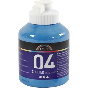 Glitter-Acrylfarbe, Blau, 500ml/ 1 Fl. von A-color