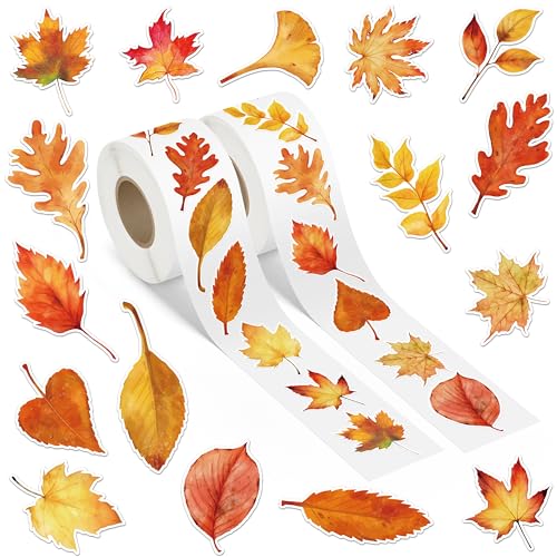 A1DIEE Aquarell Herbst Blätter Sticker Rolle 2er Set von A1DIEE