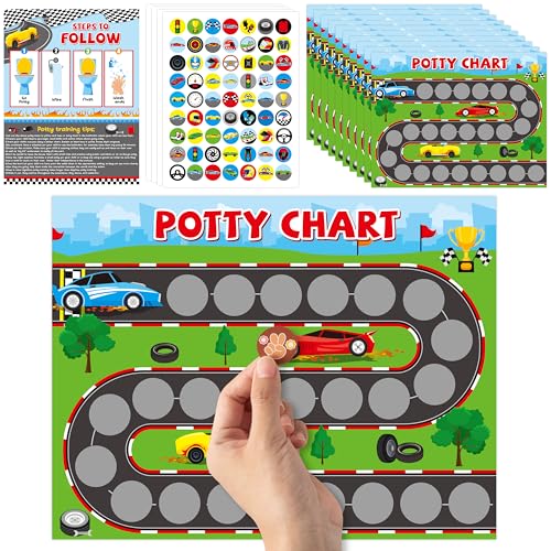 A1DIEE Töpfchen Belohnungstafel mit Aufkleber - 15 Stück Kinder Potty Training Chart Töpfchen Trainer Poster, Pferderennbahn Muster Ausbildung Töpfchentraining Tabelle für Kleinkind Schuler von A1DIEE