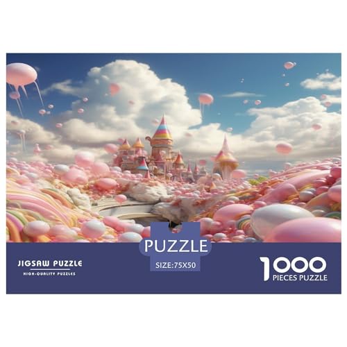 1000 Stück Candy_Cloud Puzzle für Erwachsene und Kinder, kreatives rechteckiges Puzzle, Holzpuzzle, lustiges Lernspielzeug, 1000 Stück (75 x 50 cm) von AAHARYA