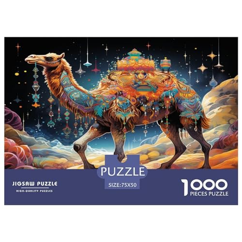 1000 Stück Kamel, Puzzle für Erwachsene und Kinder, kreatives rechteckiges Puzzle, Holzpuzzle, lustiges Lernspielzeug, 1000 Stück (75 x 50 cm) von AAHARYA