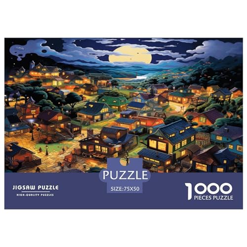 1000 Teile Dorf Puzzle Erwachsene Kinder kreativ rechteckig Holzpuzzle lustiges Puzzle Lernspielzeug 1000 Teile (75 x 50 cm) von AAHARYA