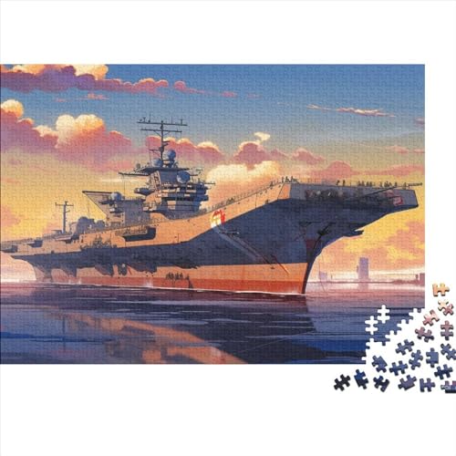 1000 Teile Puzzle aus Holz mit Militärschiffen für Erwachsene, kreatives rechteckiges Puzzle, Gehirnübung, Herausforderungsspiel, Geschenk für Kinder, 1000 Teile (75 x 50 cm) von AAHARYA