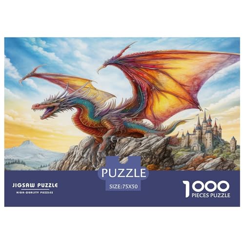1000 Teile Puzzles Drachen für Erwachsene Kinder Holzpuzzles Lernspielzeug 1000 Teile (75x50cm) von AAHARYA