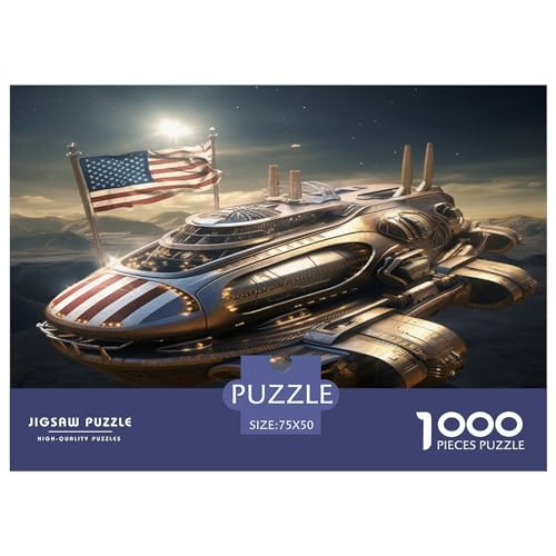1000 Teile Raumschiff-Puzzle für Erwachsene und Kinder, kreatives rechteckiges Puzzle, Holzpuzzle, lustiges Lernspielzeug, 1000 Teile (75 x 50 cm) von AAHARYA