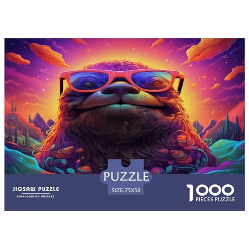 1000 Teile Siegel-Puzzle für Erwachsene und Kinder, kreatives rechteckiges Puzzle, Holzpuzzle, lustiges Lernspielzeug, 1000 Teile (75 x 50 cm) von AAHARYA