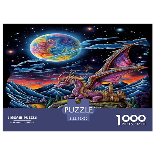 1000 Teile kreative Puzzles Riesen-Drache Puzzles rechteckiges Puzzle Lernspielzeug Geschenk für Kinder und Erwachsene, 1000 Teile (75 x 50 cm) von AAHARYA