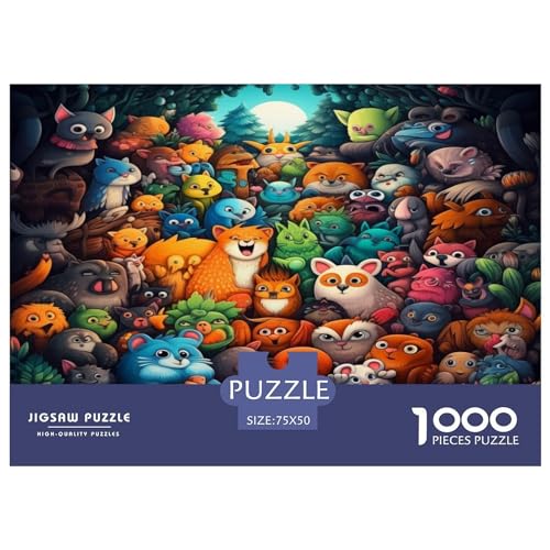 1000-teiliges Puzzle, Cartoon-Tiere, Puzzle für Erwachsene, Holzpuzzle, Lernspiel für Erwachsene, Kind, 1000 Teile (75 x 50 cm) von AAHARYA