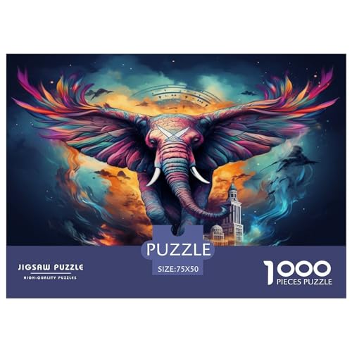 1000-teiliges Puzzle, Elefanten-Puzzles für Erwachsene, Holzpuzzle, Lernspiel für Erwachsene und Kinder, 1000 Teile (75 x 50 cm) von AAHARYA