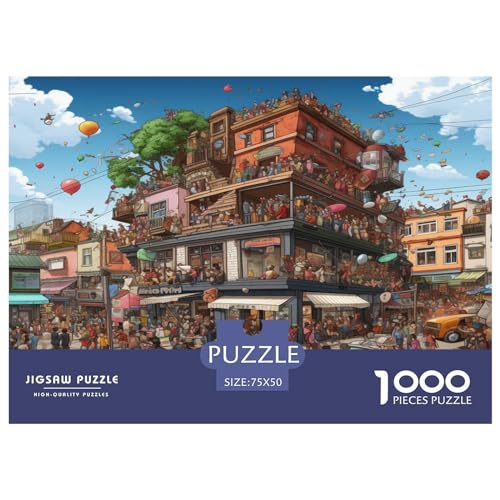 1000-teiliges Puzzle, großes Hauspuzzle für Erwachsene, Holzpuzzle, Lernspiel für erwachsenes Kind, 1000 Teile (75 x 50 cm) von AAHARYA