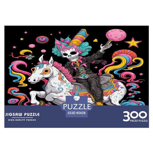300 Teile Puzzle Demonic_Clown Puzzles für Erwachsene Einhornschädel Holzbrettpuzzles Herausforderndes Spiel 300 Teile (40 x 28 cm) von AAHARYA