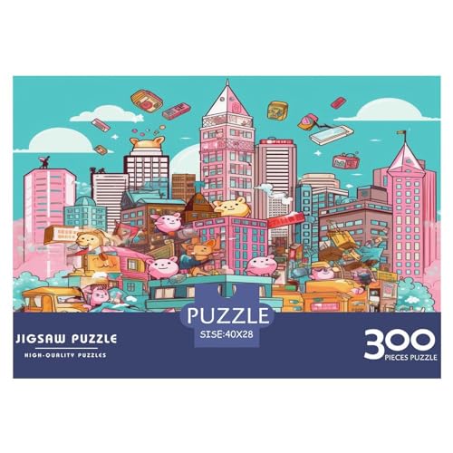 300 Teile kreative Puzzles Citys_Bustling Rechteckiges Puzzle Puzzle Lernspielzeug Geschenk für Kinder und Erwachsene, 300 Teile (40 x 28 cm) von AAHARYA