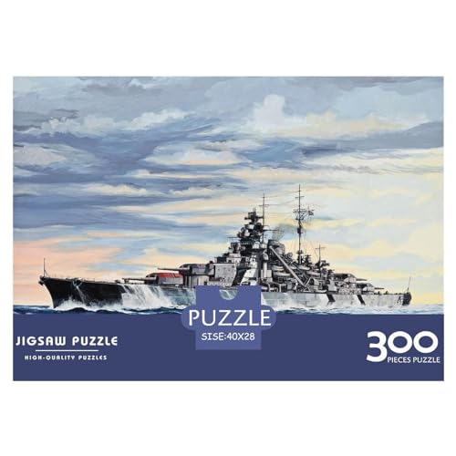 300 Teile kreatives Puzzle, deutsches Schlachtschiff Bismarck, rechteckiges Puzzle, Lernspielzeug, Geschenk für Kinder und Erwachsene, 300 Teile (40 x 28 cm) von AAHARYA