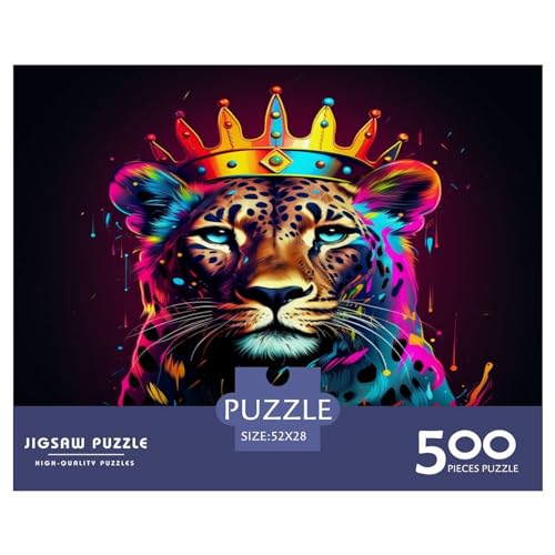 500 Stück Neon_Geparden-Puzzle für Erwachsene und Kinder, kreatives rechteckiges Puzzle, Holzpuzzle, lustiges Lernspielzeug, 500 Stück (52 x 38 cm) von AAHARYA