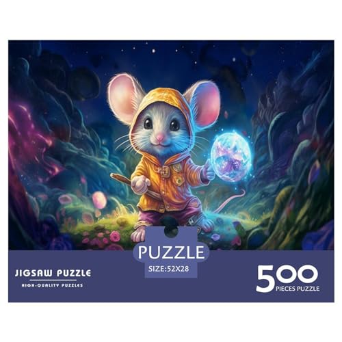 500 Teile Maus-Puzzle für Erwachsene und Kinder, kreatives rechteckiges Puzzle, Holzpuzzle, lustiges Lernspielzeug, 500 Teile (52 x 38 cm) von AAHARYA